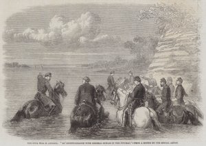 La guerre civile en Amérique, "Ma reconnaissance avec le général Sickles dans le Potomac" (gravure) - English School