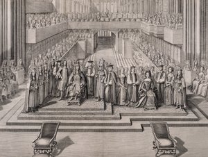 Le couronnement du roi Jacques II (1633-1701) et de sa seconde épouse Marie de Modène (1658-1718) 1685 - English School