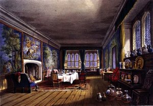 La salle à manger, maison Cotehele, vers 1830-40