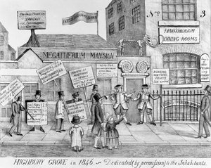 Les salles à manger Dinotherium de Highbury Grove, 1846