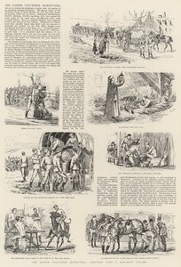 Les manœuvres volontaires de Pâques, croquis avec une colonne en marche - English School