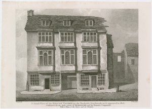 La taverne du Faucon sur Bankside, Southwark. Comme elle apparaissait en 1805 - English School