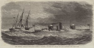 Le cuirassé fédéral Monadnock remorquant un canonnière en panne dans une tempête au large du cap Hatteras - English School