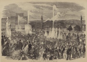 La première exposition des fontaines sur la terrasse supérieure du Crystal Palace - English School