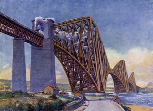 Le pont du Forth, le pont le plus merveilleux du monde (lithographie)