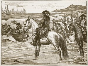 Les Français se retirant de Torbay (illustration de Cassells Illustrated History of England) - English School