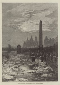 La Tamise gelée, les mouettes tournant autour de l