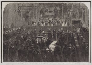 Les funérailles de feu Son Altesse Royale le Prince Consort, la cérémonie funéraire dans le chœur (gravure)