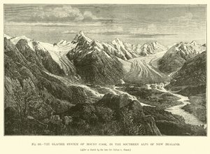 Le système glaciaire du mont Cook, dans les Alpes du Sud de la Nouvelle-Zélande
