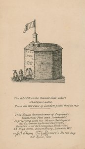 Le Globe, Bankside, Londres, basé sur une ancienne vue de Londres publiée en 1579