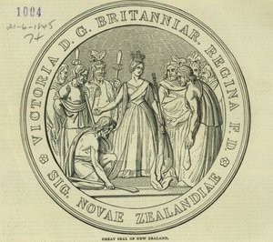 Le Grand Sceau de la Nouvelle-Zélande, de The Illustrated London News, 21 juin 1845 - English School