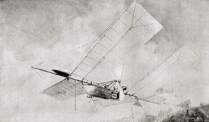 La machine volante Langley Aerodrome en vol au XIXe siècle. Du Strand Magazine publié en 1897.
