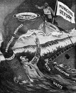 Le dernier espoir, une affiche du Parti de la réforme municipale, publiée dans The Graphic, 27 octobre 1906 - English School