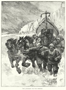 Le canot de sauvetage à la rescousse (gravure) - English School