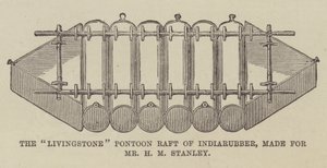 Le radeau ponton "Livingstone" en caoutchouc, fabriqué pour M. H M Stanley
