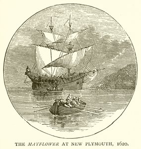 Le Mayflower à New Plymouth, 1620 - English School