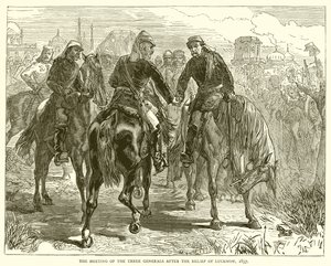 La rencontre des trois généraux après le secours de Lucknow, 1857 - English School