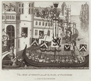 Les hommes de Gand attaquent le comte de Flandre à Dendermonde