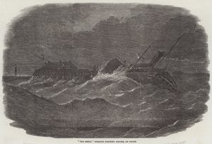 Le vapeur "The Menai" dérivant vers le rivage, à Calais - English School