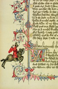Le Marchand, détail fac-similé des Contes de Canterbury, par Geoffrey Chaucer (c.1342-1400)