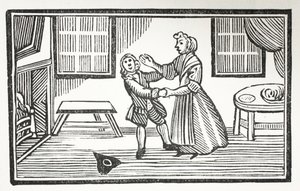 La méthode que Meg a utilisée pour faire payer un des vicaires, illustration de Chap-books du XVIIIe siècle par John Ashton, pub. 1882