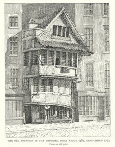 La vieille fontaine des Minories, construite vers 1480, démolie en 1793 (gravure) - English School