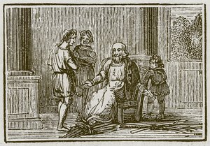 Le vieil homme et ses fils (gravure) - English School