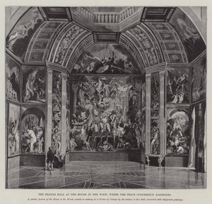 La salle Orange à la Maison dans les bois, où se réunit la conférence de paix - English School