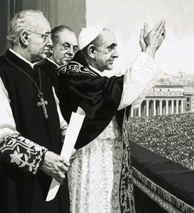 Le Pape saluant la foule - English School