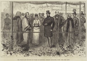 Le prince et la princesse de Galles à Hastings, ouverture du parc Alexandra (gravure) - English School