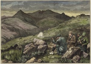 Le Prince de Galles à une battue de cerfs dans la forêt de Mar - English School