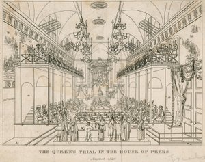 Le procès de la reine à la Chambre des pairs, août 1820 - English School