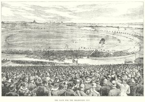 La course pour la Melbourne Cup (gravure)