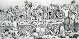 Le Dîner des réformateurs, illustration tirée du Satirist, 1809 - English School