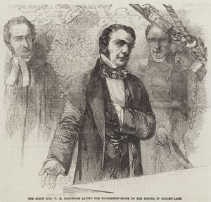 Le très honorable W E Gladstone posant la première pierre de l