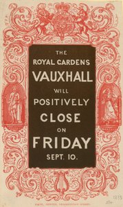 Les jardins royaux de Vauxhall fermeront positivement