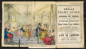 Le Royal Saxe Coburg Saloon. Un groupe de personnes dansant, mangeant et buvant, Le nouveau guide nocturne des élégants aux bosquets de Vénus... Un guide complet pour les étrangers sur la vie à Londres! - English School