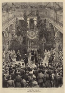 Le mariage royal à Darmstadt, la cérémonie dans la chapelle du vieux château (gravure)
