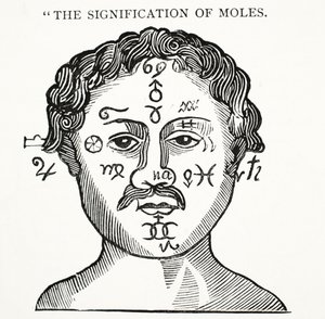 La signification des grains de beauté, illustration de Chap-books du XVIIIe siècle par John Ashton, pub. 1882