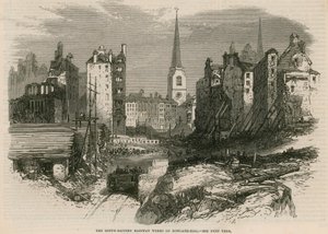 Les travaux du chemin de fer du Sud-Est sur Dowgate Hill, Londres