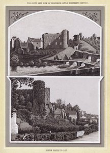 Vue sud-est du Château de Brecknock, XVIIIe siècle ; Château de Brecon aujourd