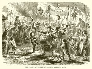 Émeutes contre le Stamp Act à Boston, Amérique, 1765