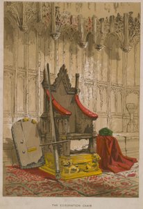 La Pierre de Scone dans le fauteuil de couronnement