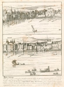 Le Strand, Londres, depuis la Tamise au XVIIe siècle - English School