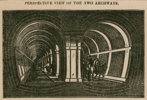 Le tunnel de la Tamise : vue en perspective des deux arches - English School
