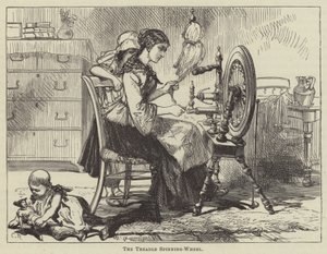 Le rouet à pédale (gravure)
