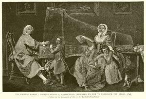 La famille Tschudi : Tschudi accordant un instrument offert par lui à Frédéric le Grand, 1745 - English School