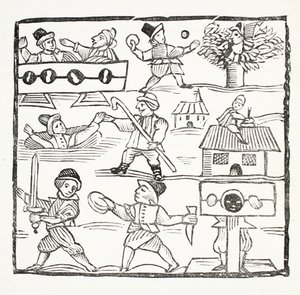 Le voyageur gallois, ou Le Gallois malheureux par Humphrey Cornish, illustration de Chap-books du XVIIIe siècle par John Ashton, pub. 1882 - English School
