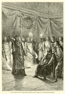 Les barons et prélats devant le roi Jean à Westminster Hall - English School