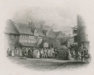 Le lieu de naissance de Shakespeare avec la procession du Jubilé de Garrick - English School